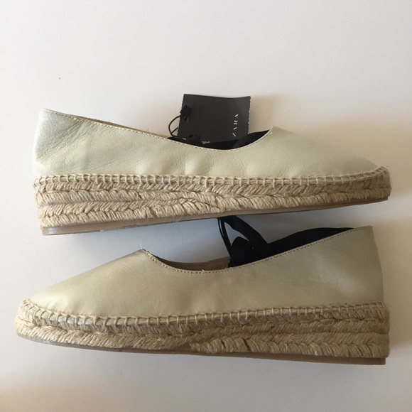 NWT Zara Leather Lace-Up Espadrilles - Picture 5 of 8